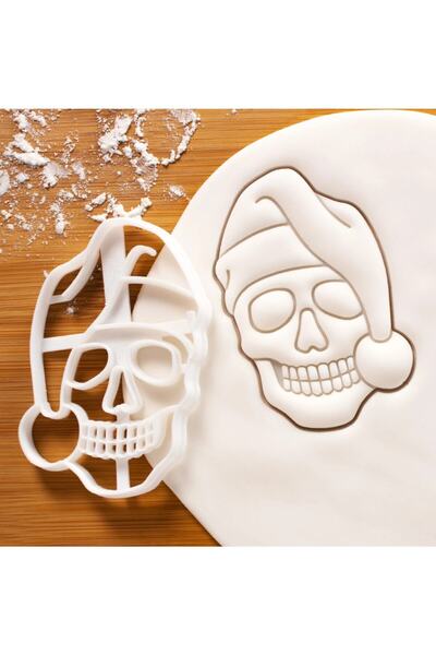 Hobist قالب كوكي على شكل رأس جمجمة مع قبعة عيد الميلاد