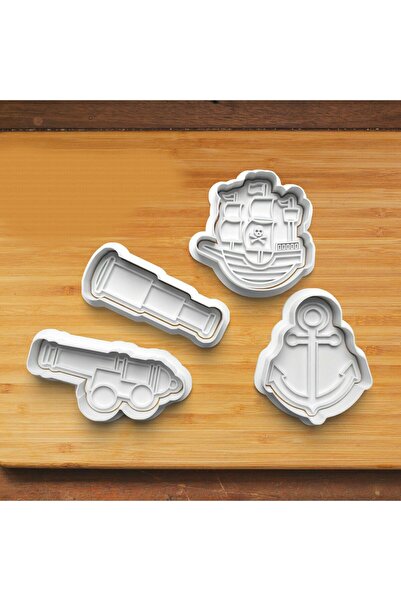 Hobist قالب كوكي مرساة تلسكوب الكرة على شكل سفينة القراصنة وقالب لب السكر