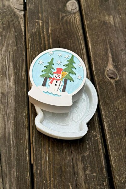 rufus concept 2D Kar Küresi Kardan Adam Desenli Silikon Mum Kalıbı