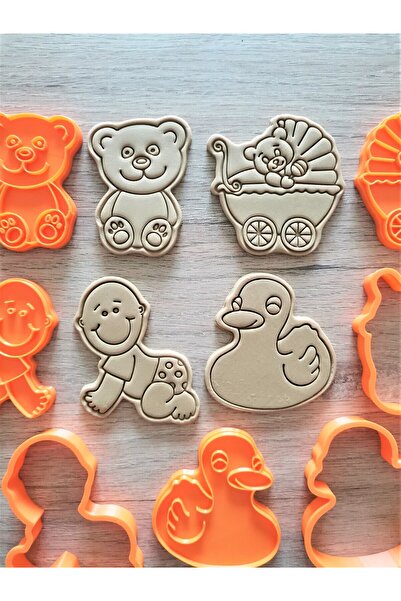 Hobist مجموعة من أربع قطع من قوالب بسكويت استحمام الطفل وقالب لب السكر