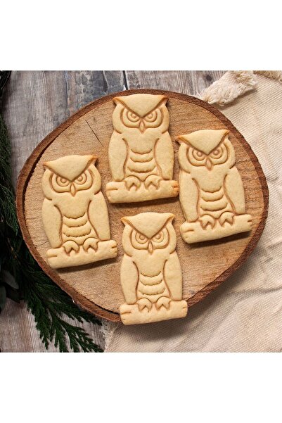 Hobist قالب كوكي على شكل بومة كبيرة مع قرون وقالب لب السكر