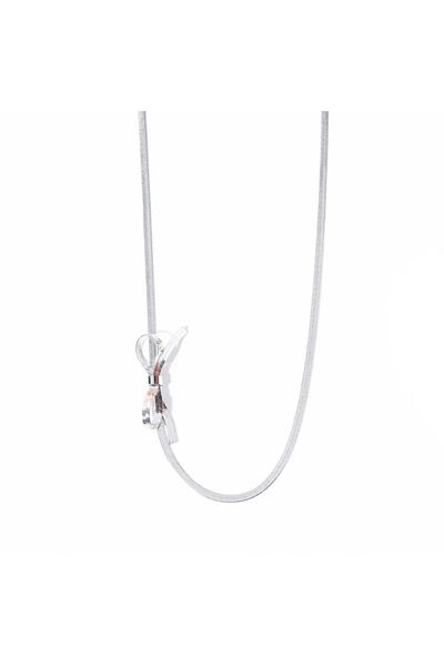 Choice Steel Minimalist Knot Bow Choker Necklace For Women 18k Gold Plated Stainless Steel Tiny Snake Chain