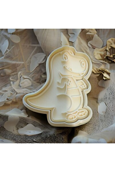 Hobist قالب كوكيز لطيف على شكل ديناصور ريكس ونموذج قالب لب السكر مع قطاعة 2 قطعة