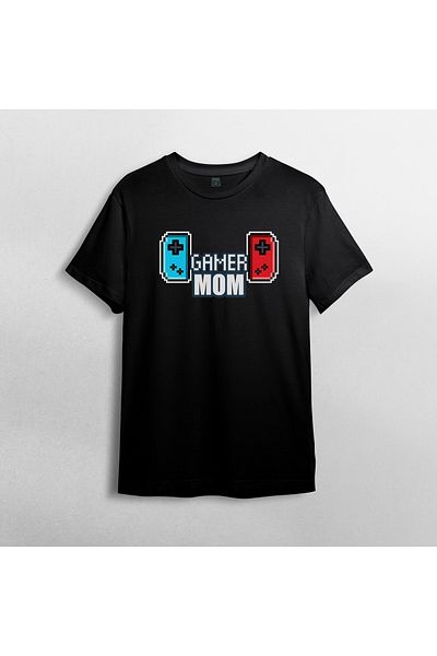 Pixxa Gamer Mom - Gamer Mom Unisex 100% βαμβακερό μπλουζάκι με λαιμόκοψη μοντέλο 1