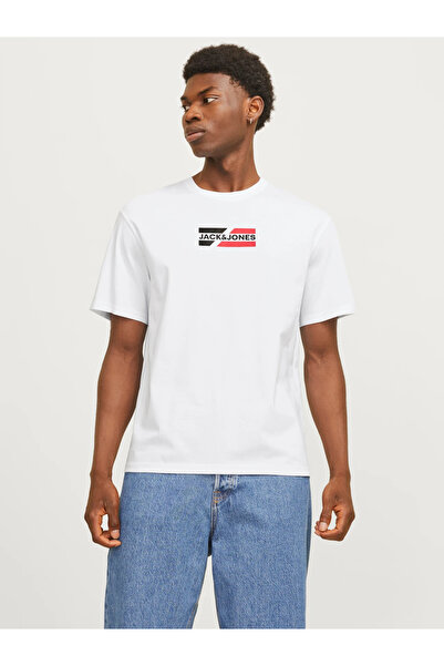 Jack & Jones Tričko Jjecorp s grafickým vzorem – výstřih do O, model Ss, Noos 12268415 bílé