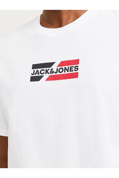 Jack & Jones Μπλουζάκι με γραφικά στάμπα JJECORP - O-Neck, SS Model, Noos 12268415   Λευκός