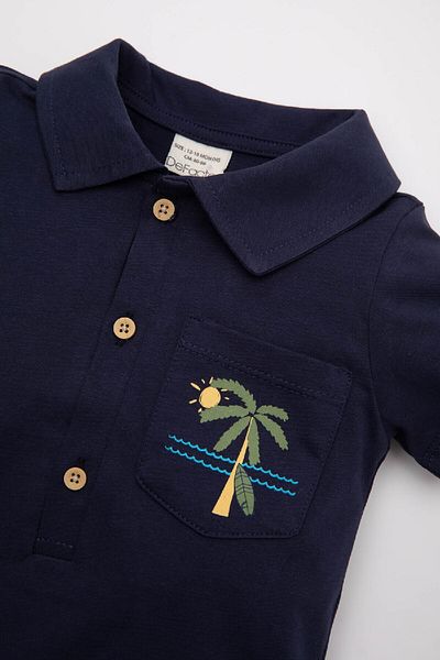 DeFacto Palm Print Short Sleeve Jumpsuit for Baby Boy - C5916A524SM