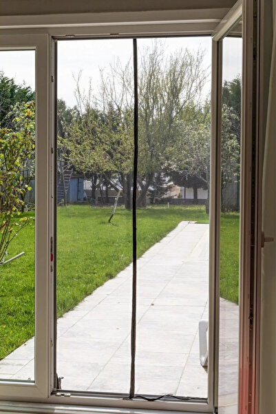 mrcans Siyah Kapı Sinekliği Mıknatıslı 105-210 CM Raptiyeli Ve Cırt Bantlı Si...