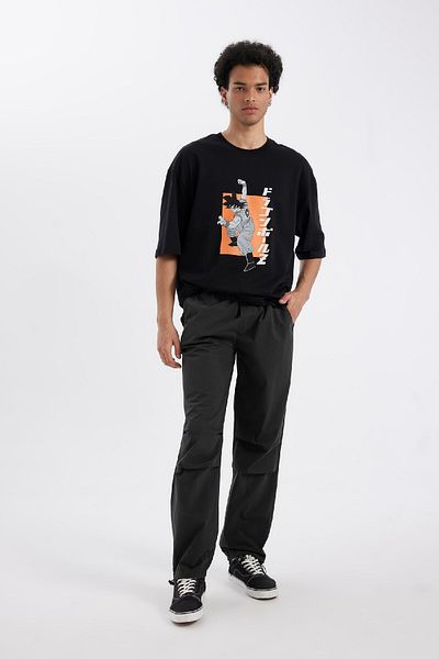 DeFacto Anthracite Summer Jogger, Loose Relaxed Cut Trousers C9151A