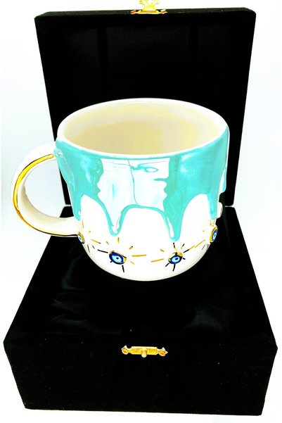 Celines Wonders Luxury 24 Carat Golddetailed Evil Eye Mug, Handmade Bird Mug,...