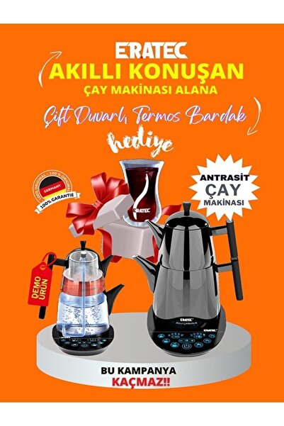 ERATEC Tam Otomatik Konuşan Akıllı Çaydanlık Tm-53 (Antrasit)