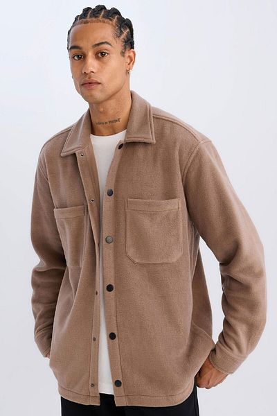 DeFacto Μακρυμάνικο πουκάμισο Relax Fit Fleece A4782AX24WN