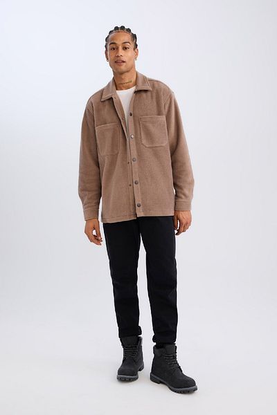 DeFacto Μακρυμάνικο πουκάμισο Relax Fit Fleece A4782AX24WN