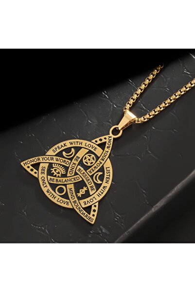 Choice AL4578-ذهبي - قلادة من الفولاذ المقاوم للصدأ بتصميم عقدة الثالوث السلت...