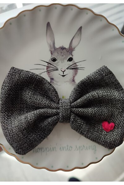 Nuasya Heart embroidered linen gray automatic buckle