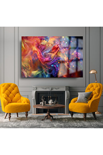 TAULART RENGARENK IŞIKLAR GÖRÜNÜM SALON İÇİN YATAY TABLO CAM TABLO KIRILMAZ L...