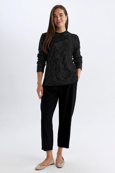DeFacto Regular Fit Crew Neck Glitter Fabric Knitwear Sweater D0405Ax24Wn