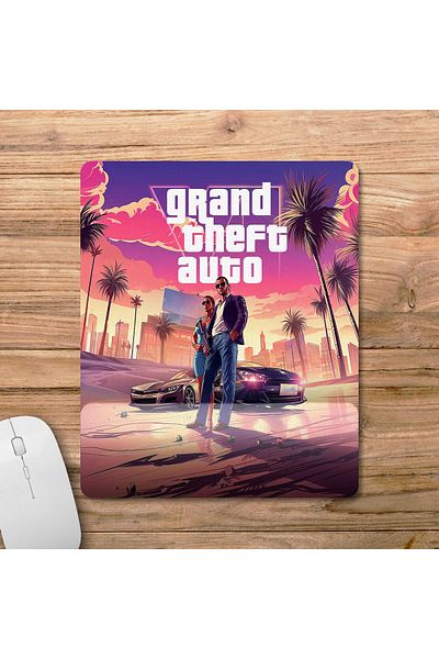 Pixxa GTA 6 - Grand Theft Auto 6 - GTA VI لوحة ماوس مع مسند للمعصم موديل 8 - مستطيل