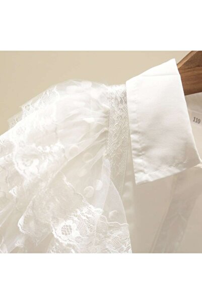 nannie White Outfit for Girls with Bows Ema - 6-7 years