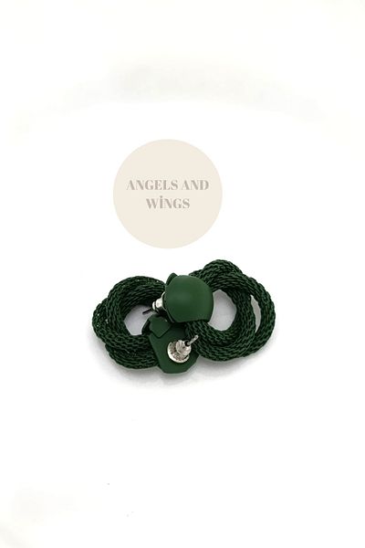 SherDesing Green Ring Shaped Bijouterie Earrings
