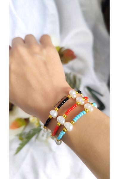 MYSTERY TAKI AKSESUAR Triple Pearl Ankle Bracelet