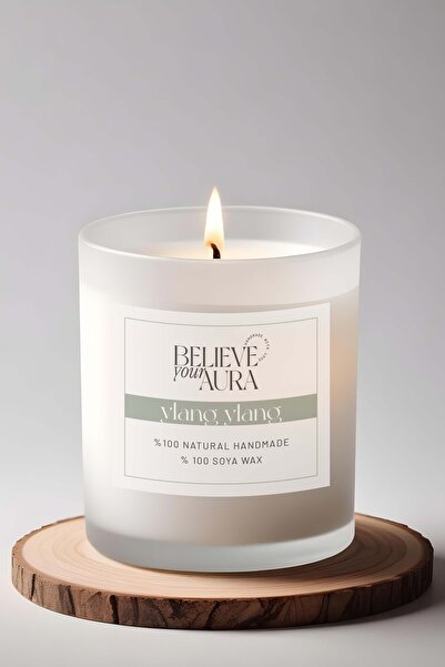 Believe Your Aura Ylang Ylang Kokulu Bardak Mum - %100 Doğal Soya Mumu Buzlu ...