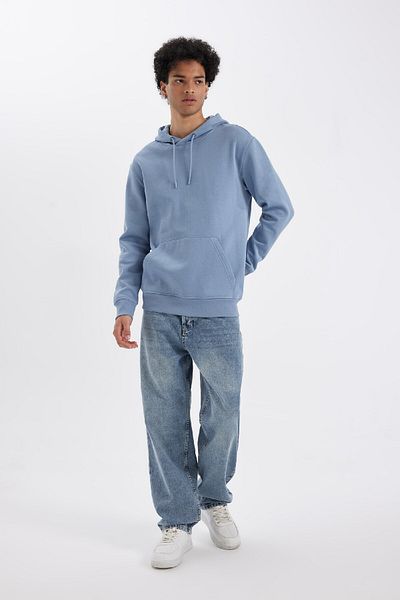 DeFacto Μαλακό πουπουλένιο φούτερ Basic Hooded - Kangaroo Pocket, Regular Fit X8283az24au