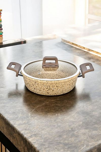 FİTHOME 24 cm Granite Cast Pan and Pot Set Fireproof & High Performance