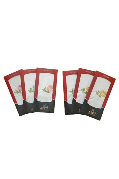Lord Pachet de 6 batiste de dama din poplin brodat