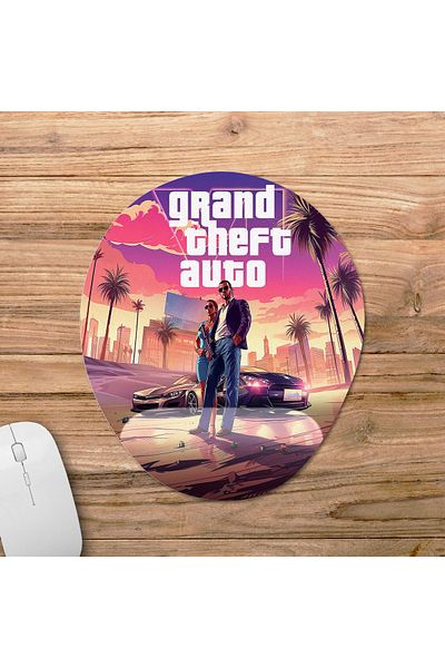 Pixxa GTA 6 - Grand Theft Auto 6 - GTA VI لوحة ماوس مع مسند للمعصم موديل 8 - بيضاوي