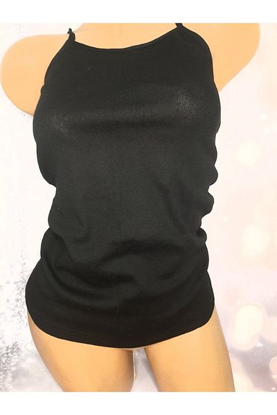 Butik Black 100% Cotton Thin Strap Flexible Women's Undershirt
