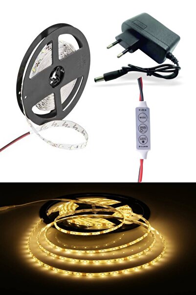 Sanctum Mutfak Dolabı Için 5 mt Gün Işığı Şerit Led 12v Adaptörlü Dimmer Kont...