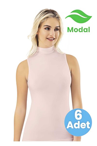 Uniquetrenders Жіночий 6-пазловий безрукавний светр з коміром-стійкою з модал...