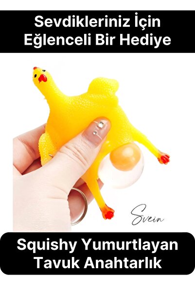 Svein Squishy Yumurtlayan Tavuk Anahtarlık Civciv İlginç Komik Sevmli Aksesua...