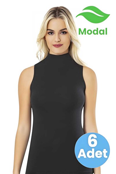 Uniquetrenders Жіночий 6-пазловий безрукавний светр з коміром-стійкою з модал...