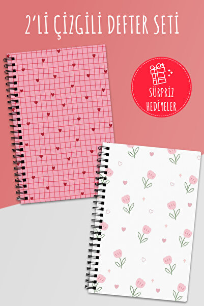 Anime Marketi مجموعة من 2 دفاتر ملاحظات مخططة - مقاس A5 50 ورقة و100 صفحة مجم...