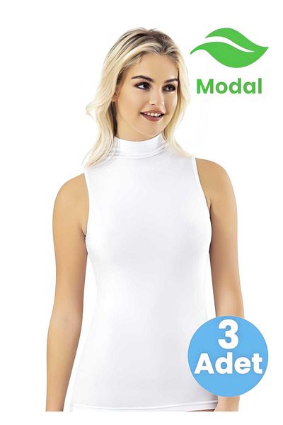 Uniquetrenders Women's 3-Pack Zero Sleeve Turtleneck Tank Top Modal Tank Top