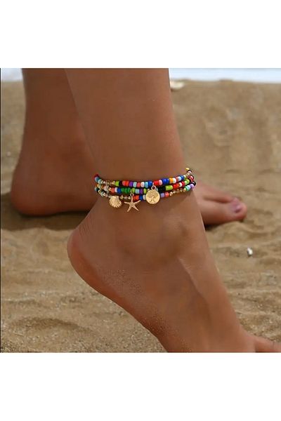 MYSTERY TAKI AKSESUAR Triple Elastic Anklet with Accessories