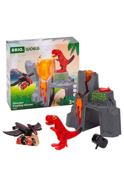BRIO Vybuchující sopka s figurkou dinosaura pro vláčky BRIO, 3+ let