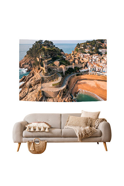 GREENDECOR Landscape Nature Blue Sea City Beach Tree Wall Cloth Wall Carpet W...