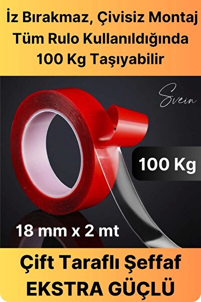 Svein 100 Kg Şeffaf Çift Taraflı Çok Amaçlı Güçlü Tamir Silikon Bant Dış Meka...