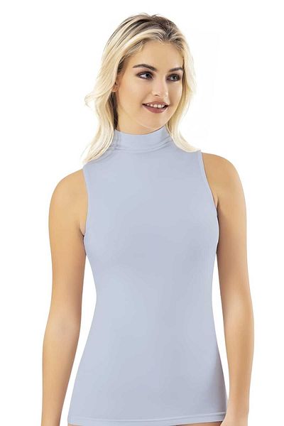 Uniquetrenders Tricou modal pentru femei, cu mâneci zero, cu gât rotic