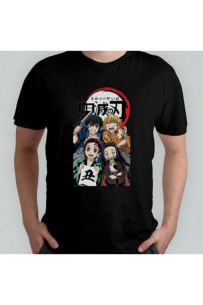 Pixxa Unisex 100% βαμβάκι Kimetsu No Yaiba T-shirt και μοντέλο με λαιμόκοψη 15