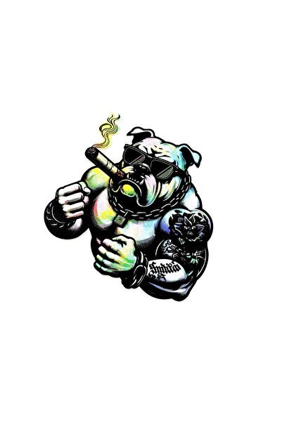 BsElektronik ملصق الهولوغرام تصميم شخصية البلدغ ملصق تصميم أسود 9x9 سم