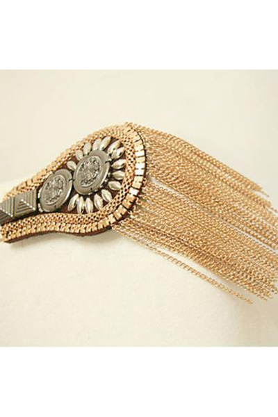 Choice قطعة واحدة ذهبية اللون، مجوهرات كتف مصنوعة يدويًا، مزينة بشرابة وأحجار...