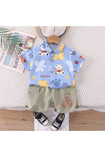 nannie Boys Blue Coco Bears Outfit - 18-24 months