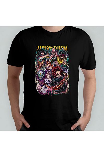 Pixxa Demon Slayer Kimetsu No Yaiba Unisex 100% βαμβακερό μπλουζάκι με λαιμόκοψη μοντέλο 5