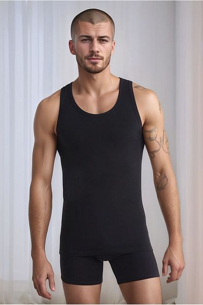 Kom Men's Modal Fabric 4-Piece Halter Neck Tank Top Set