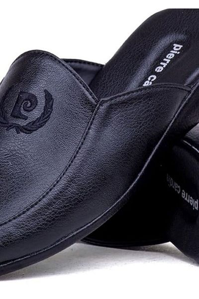 Pierre Cardin Ανδρικές παντόφλες σπιτιού σε μαύρο χρώμα