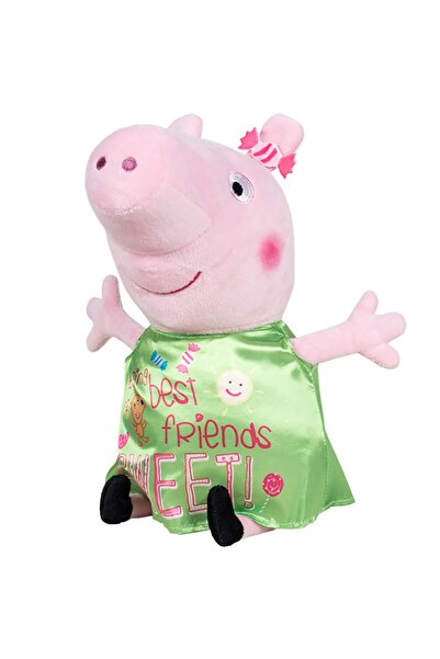 Play By Play Плюшена играчка Прасенце Пепа със зелена сатенена рокля, 25 см